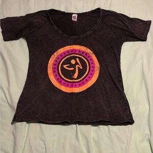 Zumba Tee - Grey acid washed color - size large